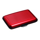 Визитница пластиковая, металлическая, с отделениями внутри, красная - Фото 3