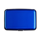 Визитница пластиковая, металлическая, с отделениями внутри, синяя - Фото 2