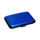 Визитница пластиковая, металлическая, с отделениями внутри, синяя - Фото 3