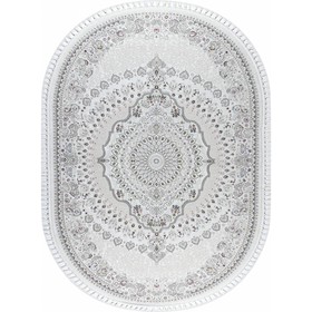 Ковёр овальный Kirmanshah 38861A, размер 80x150 см, цвет white/white