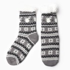 Носки женские с мехом "Снежинки с оленем", цвет серый, размер 36-40 - фото 22667856