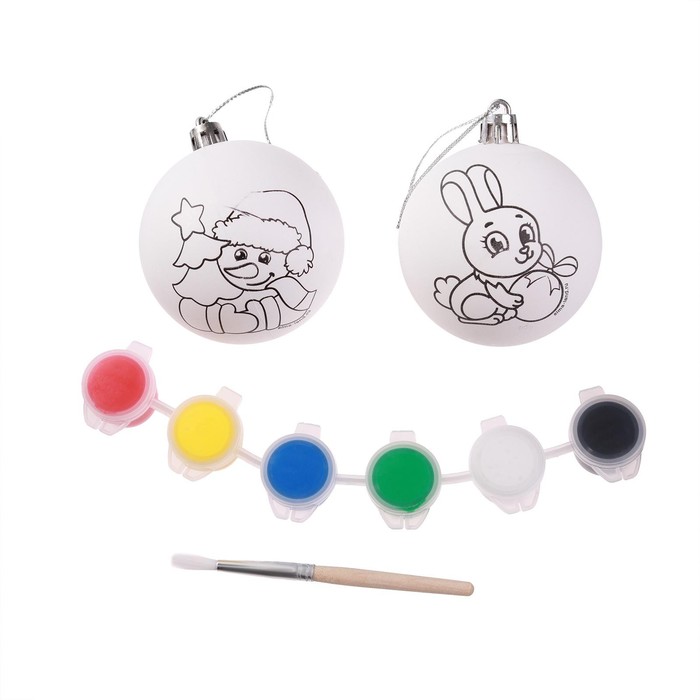 УЦЕНКА Елочные шары под раскраску «Время чудес» + краски, набор 2 шт. - Фото 1