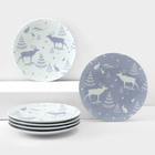 Набор фарфоровых тарелок «Зимний лес», 6 предметов, d=24 см, микс - фото 320743559