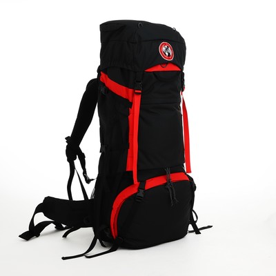 Рюкзак туристический, 120 л, отдел на шнурке, 2 наружных кармана, цвет чёрный/красный