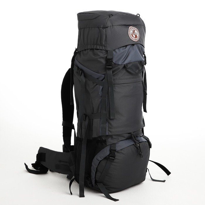 Рюкзак туристический, 90 л, отдел на шнурке, 2 наружных кармана, цвет серый - Фото 1
