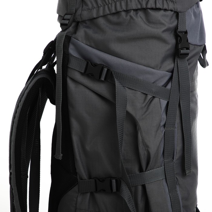 Рюкзак туристический, 90 л, отдел на шнурке, 2 наружных кармана, цвет серый