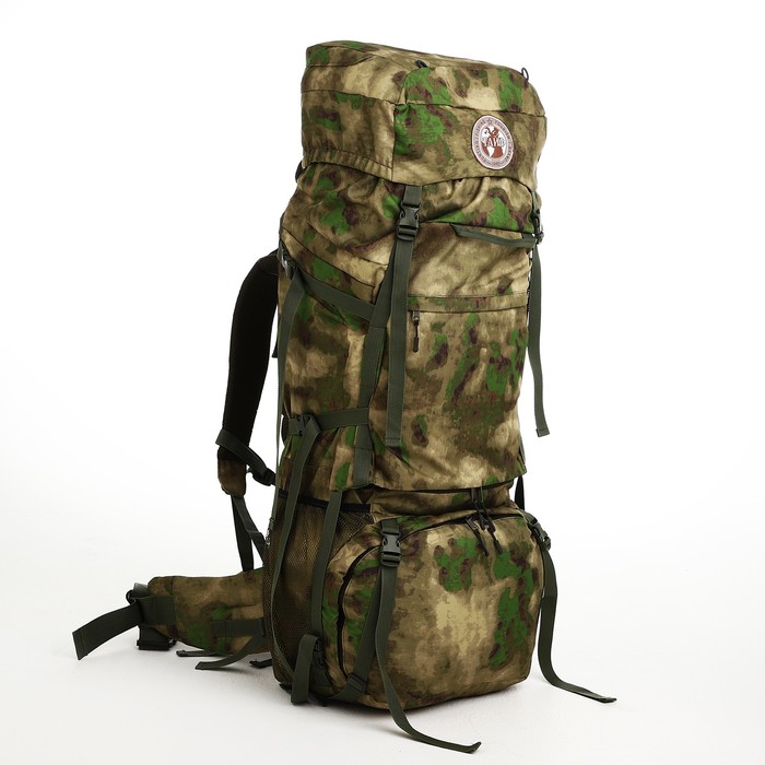 Рюкзак туристический, 120 л, отдел на шнурке, 2 наружных кармана, цвет зелёный/камуфляж - Фото 1