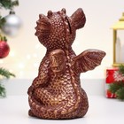 Копилка "Дракончик держит хвост" 10х10х17см, красный с золотом - фото 24270235