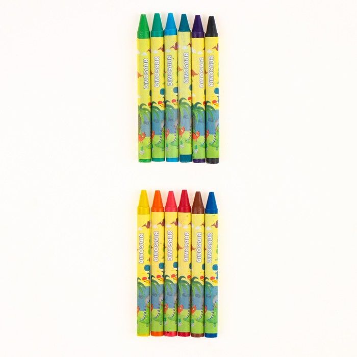 Восковые карандаши «Мир динозавров», набор 12 цветов