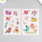Наклейка бумага "Влюблённые птички" набор 6 листов 18,6х10 см - Фото 4