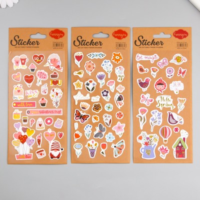 Наклейка пластик, золотое тиснение «Цветы и любовь», 10.5×23 см, МИКС