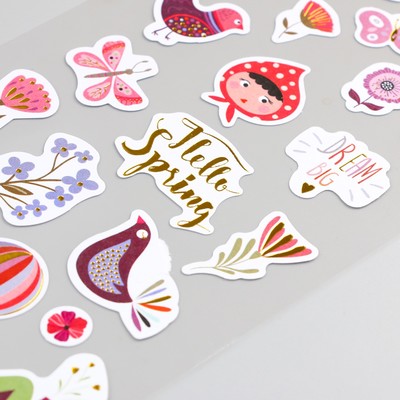 Наклейка пластик, золотое тиснение «Цветы и любовь», 10.5×23 см, МИКС