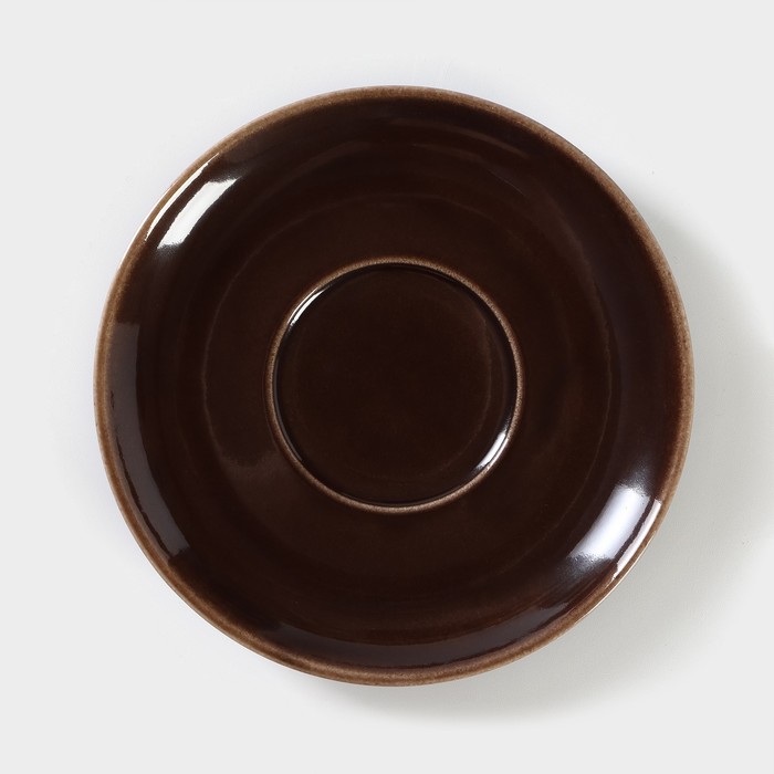 Блюдце фарфоровое «Акварель», d=14.5 см, цвет коричневый - Фото 1