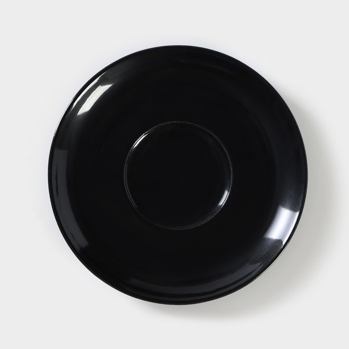 Блюдце фарфоровое «Акварель», d=14.5 см, цвет чёрный - Фото 1