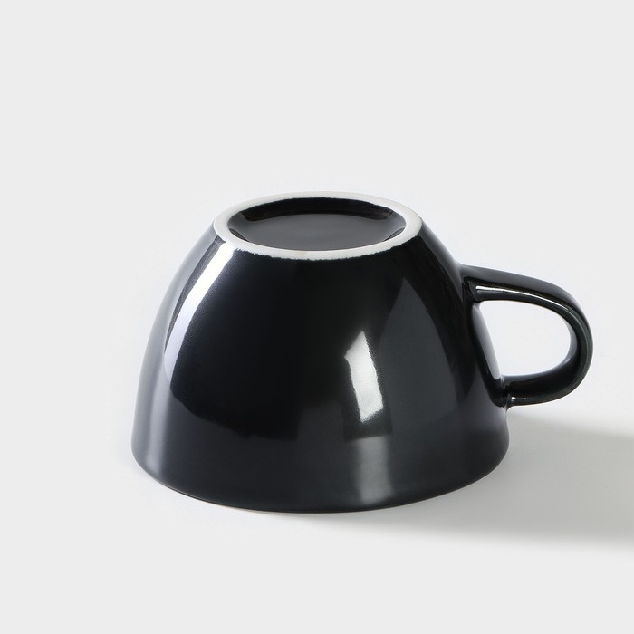 Чашка фарфоровая кофейная «Акварель», 210 мл, цвет чёрный - фото 1926920602