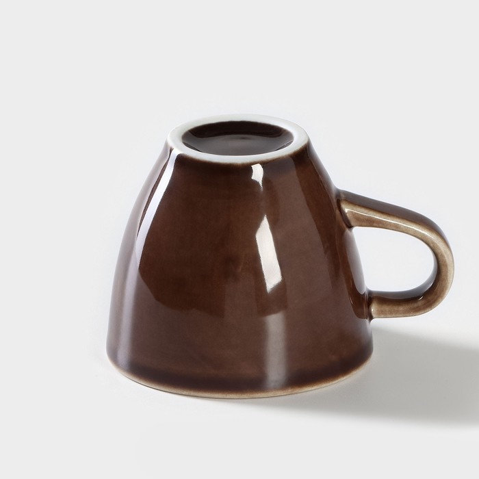 Чашка фарфоровая кофейная «Акварель», 70 мл, цвет коричневый - фото 1890313937