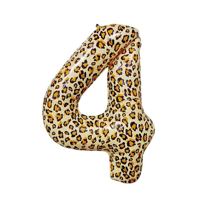 Шар фольгированный 32" Цифра 4, цвет леопард - Фото 1