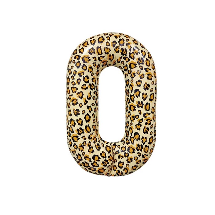 Шар фольгированный 32" Цифра 0, цвет леопард - Фото 1