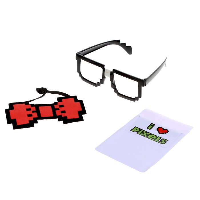 Карнавальный набор "Пиксели", 2 предмета: очки, бабочка - Фото 1