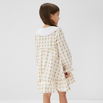 Платье для девочки KAFTAN «Капелька» с воротником, бежевое, рост 86-92 см