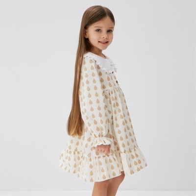 Платье для девочки KAFTAN «Капелька» с воротником, бежевое, рост 86-92 см