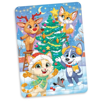 Пазл «Новогодние зверята», 54 детали