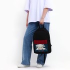 Рюкзак школьный молодёжный «Аниме», 33х13х37, отдел на молнии, н/карман, чёрный, красный - Фото 8