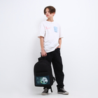 Рюкзак школьный детский для мальчика «Футбол», 33х13х37, отд на молнии, н/карман, чёрный - фото 11058296