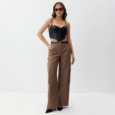 Брюки женские карго MIST Base, размер 46 (L), коричневые