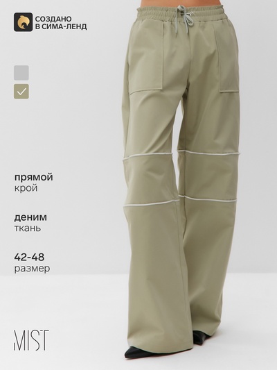 Брюки карго с молниями женские MIST Base, размер 48 (XL), зелёные