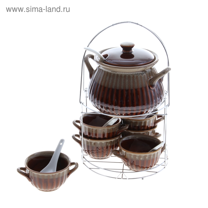 Набор суповой 8 предметов "Переливы" (супница 2 л, чаша 250 мл) - Фото 1