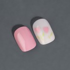 Накладные ногти «Flourish», 12 шт, с клеевыми пластинами, форма мягкий квадрат, цвет розовый/белый - фото 7885312