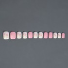 Накладные ногти «Flourish», 12 шт, с клеевыми пластинами, форма мягкий квадрат, цвет розовый/белый - фото 7885318