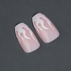 Накладные ногти «Fire», 12 шт, с клеевыми пластинами, форма балерина, цвет розовый/белый - Фото 3