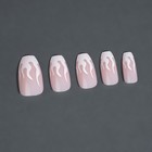 Накладные ногти «Fire», 12 шт, с клеевыми пластинами, форма балерина, цвет розовый/белый - Фото 7