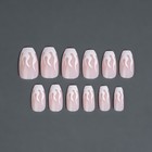 Накладные ногти «Fire», 12 шт, с клеевыми пластинами, форма балерина, цвет розовый/белый - Фото 8