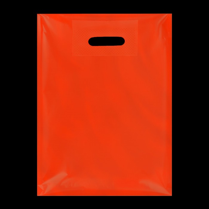 Пакет полиэтиленовый с вырубной усиленной ручкой, Кислотно - оранжевый 30 х 40 см, 50 мкм - Фото 1