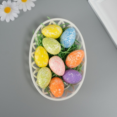 Пасхальный декор для творчества «Яйца с кружевом в гнездышке», набор 9 шт., настольная фигурка, 3.5×12×18 см