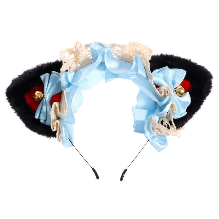 Карнавальный ободок «Ушки аниме», цвет голубой - фото 1906499369