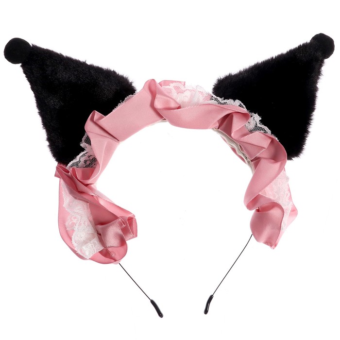 Карнавальный ободок «Ушки» с розовой повязкой - фото 1906499372