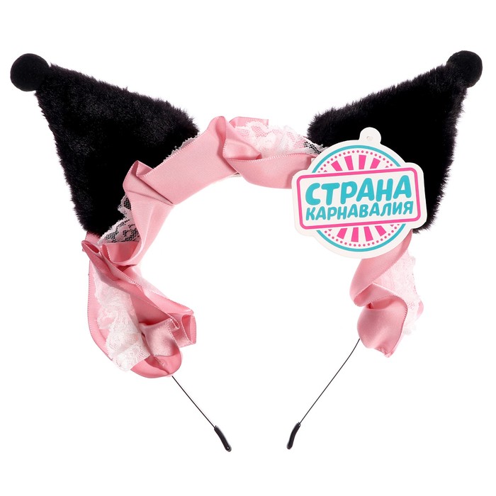 Карнавальный ободок «Ушки» с розовой повязкой - фото 1906499374