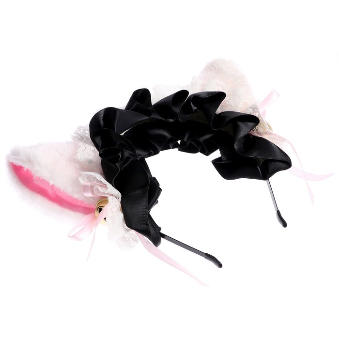 Карнавальный ободок «Аниме ушки» с чёрной повязкой - фото 1906499376