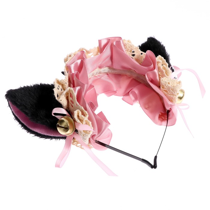Карнавальный ободок «Аниме ушки» с розовой повязкой - фото 1906499382