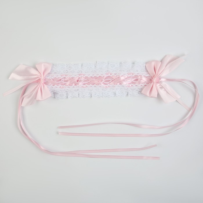 Карнавальная повязка «Лолита», цвет розовый с белой тесьмой - фото 1906499390