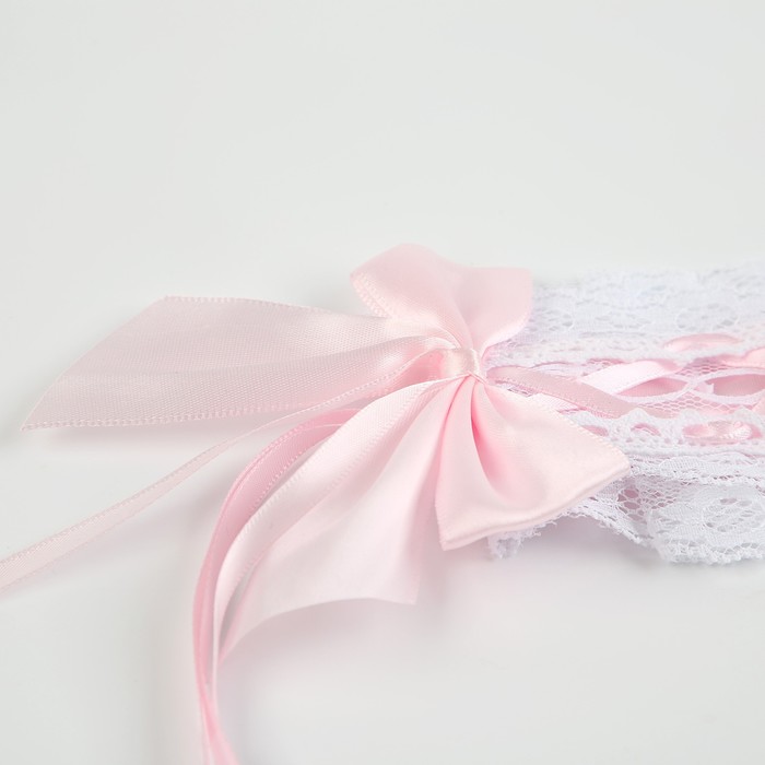 Карнавальная повязка «Лолита», цвет розовый с белой тесьмой - фото 1906499391