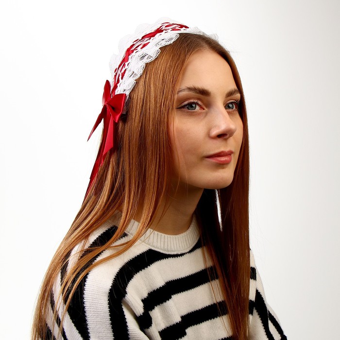 Карнавальная повязка «Лолита», цвет красный с белой тесьмой - фото 1906499395