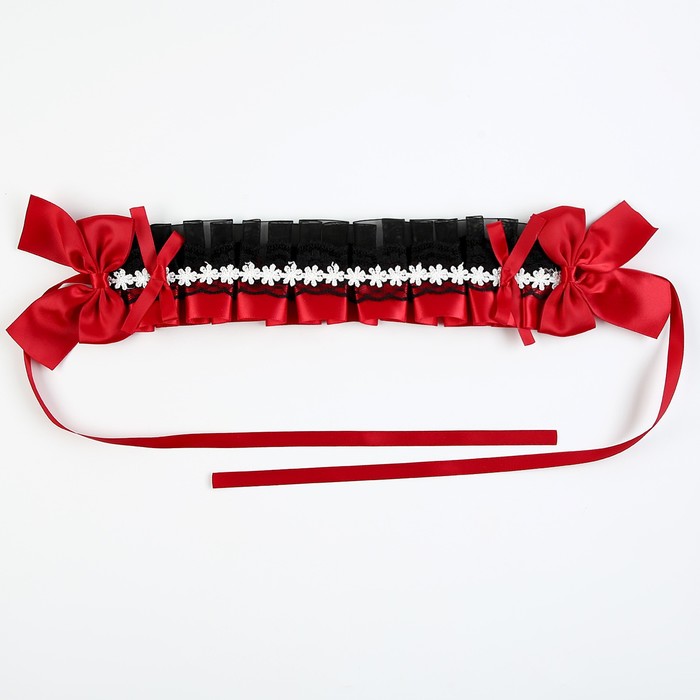 Карнавальная повязка «Лолита», цвет красный с чёрным кружевом - фото 1906499423