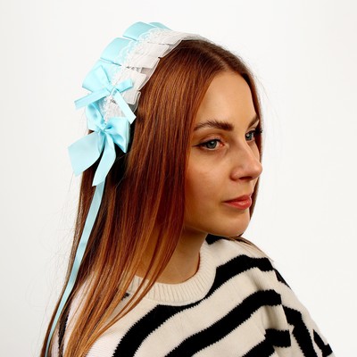 Карнавальная повязка «Лолита», голубая с белым кружевом