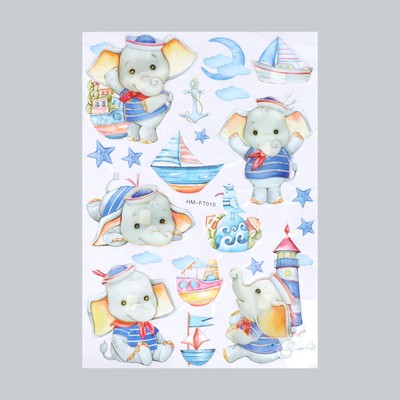 Наклейка интерьерная многослойная «Слоник морячок», пластик, 50×35 см