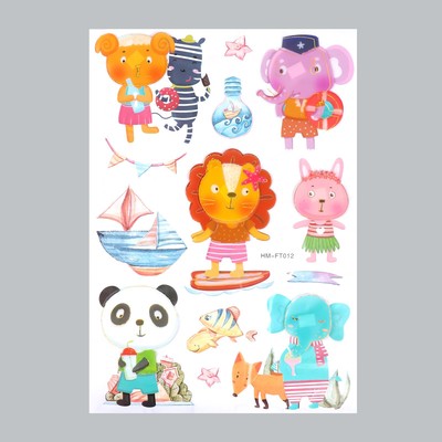 Наклейка интерьерная многослойная «Зверята на море», пластик, 50×35 см